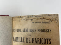Une révolution biologique ! Histoire génétique "pedigree" d'une famille de haricots, par l'abbé Germain Vieules. Directeur de l'Observatoire de Météorologie Agricole Positive, de l'Institut de Génétique technique et appliquée et de la Revue Internationale de Génétique, Nages.  