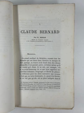 L'oeuvre de Claude Bernard. Introduction par Mathias Duval. Notices par E. Renan, Paul Bert et Armand Moreau. Table alphabétique et analytique des ...