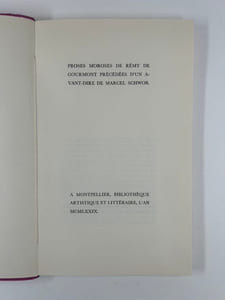 Proses Moroses. Précédées d'un avant-dire de Marcel Schwob.