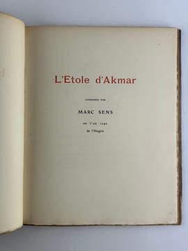 L'Etole d'Akmar composée par Marc Sens en l'an 1292 de l'Hégire.. Marc SENS