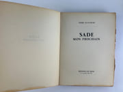 (Le coin des relieurs et restaurateurs de livres ) Sade mon prochain. Un des 105 exemplaires numérotés sur vélin aravis. Seul grand papier. Sans la première de couverture.  par Pierre KLOSSOWSKI  - Image 1