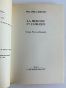 La mémoire et l'oblique. Georges Perec autobiographie. Essai. par Philippe LEJEUNE - Image 3