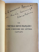 La Nouvelle Revue Française dans l'histoire des lettres 1908-1937. Envoi autographe signé à Emmanuel Mounier.  par Lina MORINO - Image 1