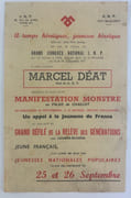(Seconde Guerre Mondiale - Collaboration) Tract pour le Grand Congrès National J.N.P. du 25 et 26 septembre 1943 à la Mutualité. Au verso bulletin d'adhésion aux "Jeunesses Nationales Populaires ", branche du "Rassemblemment National Populaire" dirgé par Marcel Déat.  par Marcel DEAT - Image 1