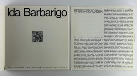 Ida Barbarigo. Réunion de 3 catalogues d'expostion. 1) Palazzo Querini Stampalia S. Maria Formosa. 4 - 30 ottobre 1975. 15 reproductions nb , 1 en ...