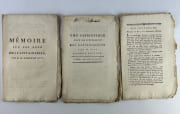 (Révolution française - Cahiers de doléances - Capitaineries royales de chasse) Mémoire sur les abus des capitaineries. Par le Marquis de G.  JOINT : Voeu patriotique pour la suppression des Capitaineries par M. P. (seconde édition) 1789, 16p. JOINT/ Un feuillet imprimé sur une page recto répondant à l'injure de M. Crespel, Procureur du Roi à  la Capitainerie d'Halatte, ayant qualifié l'auteur anonyme de Voeu Patriotique "d'Ame Atroce".  par (Stanislas de Girardin, marquis de Girardin) - Image 1