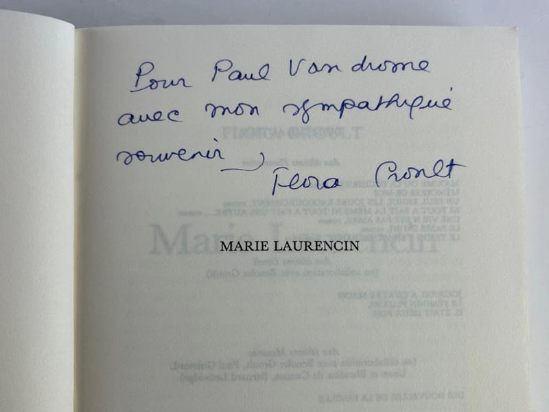 Flora GROULT - Marie Laurencin. Envoi autographe signé au journaliste e ...