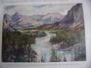 Planche couleur 1925 tiree de l illustration la vallee de banff dans les montagnes rcheuses du canada vue de la terrasse de l hotel du canadian ...