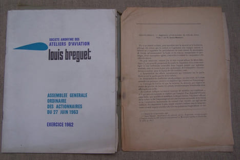 Louis BREGUET: Assemblée générale de la Société Anonyme des Ateliers d'Aviation Louis Breguet Exercice 1962. Suspension aérodynamique du véhicule ...
