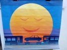 AFFICHE  illustr&eacute;e par Alain CARRIER: TRAINS AUTOS COUCHETTES &eacute;conomisez votre &eacute;nergie en faisant le plein de sommeil.
SNCF, 1980. Affiche 62x100 ...