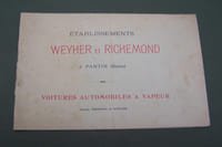 Voitures automobiles à vapeur (Licence FRIEDMANN et KNOLLER). Etablissements Weyher et Richmond, 52 Route d'Aubervilliers à Pantin (Seine).