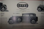 Voitures "DERBY" à Courbevoie. Coupé 2 - 3 places. Roadster. Conduite 4 places. Vers 1932.. 