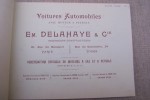 Voitures Automobiles avec moteur à pétrole Em. DELAHAYE & Cie Ingénieurs-Constructeurs, Paris Tours. 1899. Catalogue 21x16 cm, récompenses (2 pages), ...