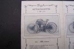 Cycles & Automobiles Clément 1906. Usines au Pré-Saint-Gervais et à Tulle. Autocyclettes 1 et 2 HP. Caractéristiques des Chassis 10, 12, 14, 15, 18, ...