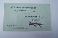 Voitures automobiles à pétrole Système Amédée Bollée DE DIETRICH & Cie Lunéville.