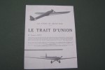 Les avions de Grand Raid: LE TRAIT D'UNION. Présentation de la construction par Le Brix.. COTY François, LE BRIX.