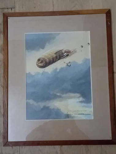 Lutte du Ballon 57 contre l'ouragan. Vaincu par l'Ouragan le ballon 57 part à la dérive, le 5 Mai 1916.