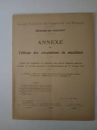Tableau des circulations de machines. Lignes de la Région du Sud-Est sur lesquelles les machines peuvent circuler en service normal et en détournement au 1er Octobre 1941.
Annexe: Lignes sur lesquelles les machines des autres Régions peuvent circuler en service normal et en détournement au 1er Février 1941.