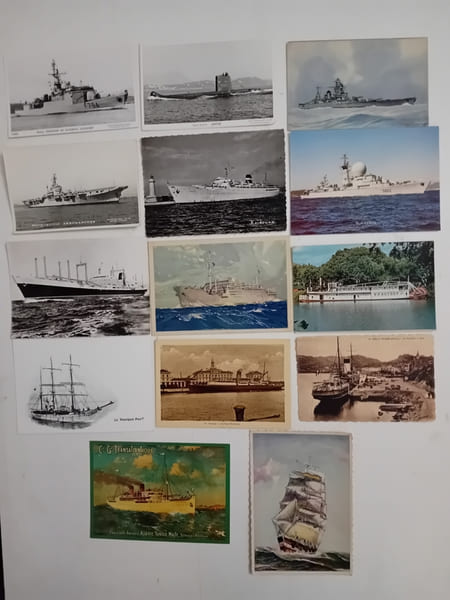Cartes postales anciennes et modernes: BATEAU DE GUERRE, SOUS-MARIN, PORTE-AVIONS, PAQUEBOT, VOILIER, PORT, BATEAU DE PECHE, PENICHE, etc... . 