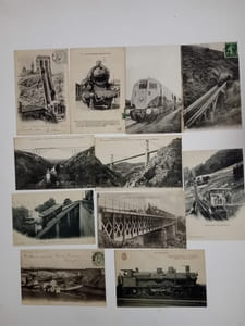 Cartes postales anciennes: CHEMIN DE FER, TRAIN, TRAMWAY, GARE, LOCOMOTIVE, WAGON, VIADUCS, OUVRAGES D'ART, etc...