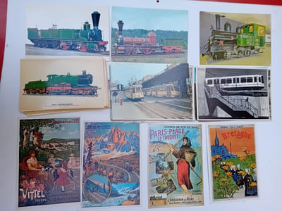 Cartes postales anciennes: CHEMIN DE FER, TRAIN, TRAMWAY, GARE, LOCOMOTIVE, WAGON, VIADUCS, OUVRAGES D'ART, etc...