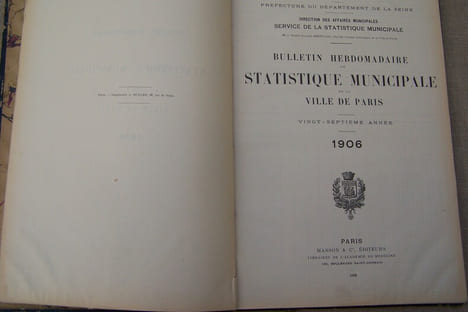 Bulletin hebdomadaire de statistique municipale de la Ville de Paris. Vingt-septième année: 1906.. BERTILLON Jecques(Docteur) Chef des travaux ...