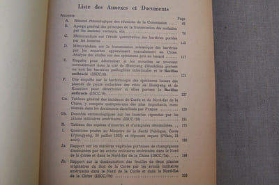 Rapport de la Commission scientifique internationale chargee d'examiner les faits concernant la guerre bactériologique en Corée et en Chine (Avec Annexes).