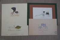 VOITURES HIPPOMOBILES: CHASTEL & DAVID CARROSSIERS 1898, 3 plans. A. HODIESNES, photographe: 2 photos d'époque. ANNUAIRE DE LA CARROSSERIE, de la SELLERIE: lettre-publicité 1892. Journée du timbre 1986, 1987, 4 planches. 4 dessins de carrosseries. Dépliant AU BON MARCHE.