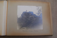 Un album de photographies: FONTAINEBLEAU: Gorges de Franchard, PAQUEBOT: La Provence, BOULOGNE-SUR-MER:la plage, LAC DE GENEVE: Montreux, EVIAN-LESBAINS, VALLEE DU RHONE: Aigle, CHAMBERY: La Dent du Midi, VALLEE et GLACIER DU TRIENT, VALLEE DE LA VIEGE, ZERMATT: Pont de Findelen, Le Cervin, THOUNE, SAINT-MORITZ, VALLEE DE CHIAVENNA, ITALIE: Lac Majeur, etc...