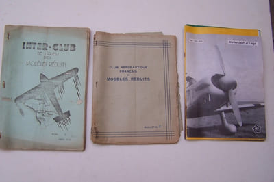 Club Aéronautique Français des MODELES REDUITS (1934): Bulletins N° 1, 2, 4, 6.
Inter-Club de l'Ouest des Modèles Réduits (1938-39): Numéros 1, 2, 3. Nos 39-40(1974), 49, 74, 77, 82, 85(1982).
Aviation-C.L.A.P.
