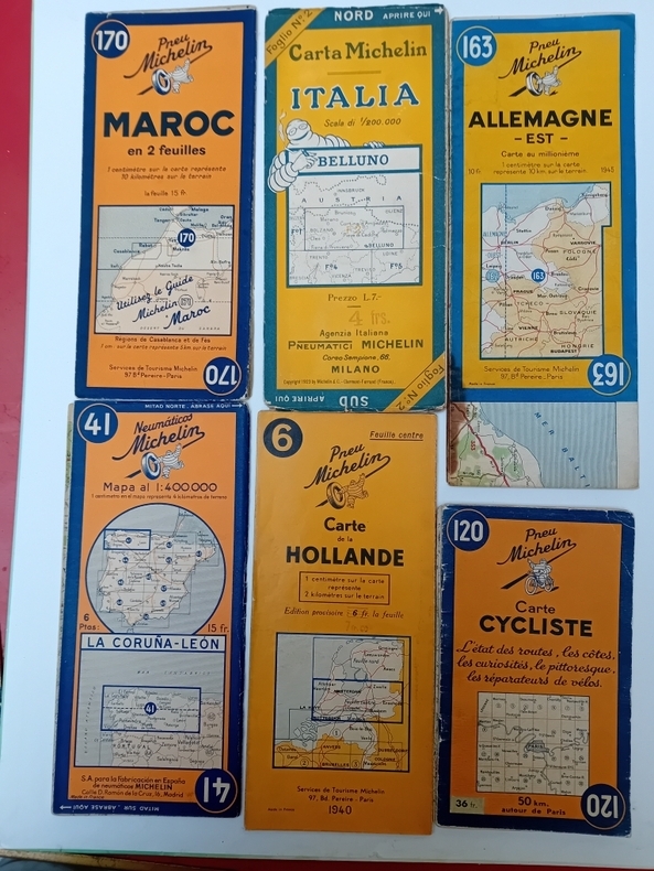 CARTES MICHELIN: France, Allemagne, Espagne, Maroc, Hollande, Europe Nord Grandes routes, Sorties de Paris, Grandes routes, etc..... 