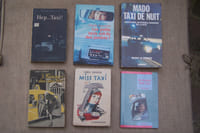 TAXIS:
BREFFORT A. Mon taxi et moi, Fleuve Noir, 1967.
ABDULLAH Charles. Hep...Taxi!, La Baconnière, 1955.
RAYMOND Claude. Les petits taxis ont-ils des jambes?, Flammarion, 1998.
LE PRINCE Mado: Mado Taxi de nuit, Carrere, 1984.
MARESCA James V.: 3 femmes dans mon taxi, Wapler, 1948.
CHEVALLIER G. Miss taxi, flammarion, 1961.
CHAREST Danielle: Ma maison mon taxi, Leméac, 1992.
ROUXEL Claude: La grande histoire des taxis français 1898-1988, Edijac, 1989.
MORO Philippe: Hep! Taxi. 100 ans de taxis en jouets et miniatures à travers le monde, Drivers, 2005.
