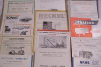 TRAVAUX PUBLICS, GRUES, ENGINS: Jules WEITZ, Lyon. Bétonnières MILLARS. Bennes basculantes CHABAS. Bennes automatiques PRIESTMAN, BERGERAT.Grues BESNARD. Bennes basculantes Fernand Genève. Matériels de T.P. LEBON. DECAUVILLE: matériel de carrières. Grue "LUX". Remorque type "CANADIENNE" P. DIGUE. Remorques TRAILOR. Treuils et grues LABOR. Elevateurs HECKEL. T.P. 500 SAPELEM. Bétonnière "PERFECTA"Chemier Frères, Tassin. Bétonnière "PECAZERATA". Matériel pour fabrication du béton BONNET, Villefranche-sur-Saône.GROUPES Moto-Concasseurs "IDEAL", Lyon. Grue Record POTAIN, La Clayette. Scies mécaniques Types P.P.K. Electro. Auto-compresseur "SIGMA". Grue "DERRICK".