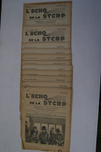 TRANSPORTS URBAINS, TRAMWAYS, AUTOBUS: L'ECHO DE STCRP N° 8 (Mai 1930), 9, 15, 17, 18, 19, 23,24, 25, 26, 29 (Octobre 1932). REGIE AUTONOME DES TRANSPORTS PARISIENS: Le matériel S.O.M.U.A. Type OP 5, mis en service au cours des années 1950 et 1951, Septembre 1952. Les nouveaux autobus APU-53. A propos du centenaire de la Compagnie Générale des Omnibus, Cent ans transports parisiens, Conférence faite à la bibliothèque historique de la ville de Paris le 1er Décembre 1955 par M. Robert DUCLOU. Les nouveaux autobus de la RATP. L'autobus "Standard" de 11 mètres, Novembre-Décembre 1966. Les dépots de remisage et d'entretien du réseau routier, Septembre-Octobre 1963. Présentation technique des réseaux. Le réseau routier, Novembre-Décembre 1964. Les techniques nouvelles et l'exploitation des lignes d'autobus de la R.A.T.P., Septembre-Octobre 1966. La suspension pneumatique des autobus, Juillet-Août 1960. Les transports de surface des origines à nos jours, RATP, 1985. L'autobus d'aujourd'hui, RATP, 1984. Moyens propres à assurer la régularité de l'exploitation sur les lignes de tramways, rapport de M.Paul MARIAGE, Octobre 1925. TRANSPORTS EN COMMUN DE MULHOUSE, TCM 1884-1971: Inauguration des nouvelles installations, le 17 Juillet 1971. Petite histoire des transports en commun à Bruxelles, 1976. Société des transports intercommunaux de Bruxelles,IVTB, 1958. CITADIS Une approche nouvelle du transport urbain, FRANCORAIL-MTE. HELSINKI CITY TRANSPORT (HKL), 1972. Felix ZURITA: On rails in Barcelona, 1963. André PERON: Nantes et son tramway, Ressac, 1985. R. HAUSMAN: Les tramways urbains d'Ostende, 1985. JOHN GLOVER: London Transport Buses and Trains since 1933, Ian Allan, 1988. Musée des Transports Urbains: Les transports urbains durant la guerre, 1984. Les Expositions Universelles et ls transports, 1989.