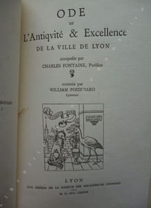 ODE de l'Antiquité & Excellence de la ville de Lyon.