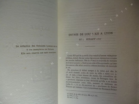 Entrée de Louis XII à Lyon le 17 Juillet 1507.. Guigue Georges.