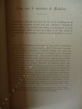 Lyon sous le ministère de Richelieu. Charléty S.