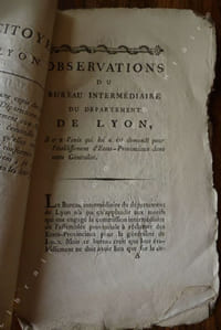 OBSERVATIONS du Bureau Intermédiaire du Département de Lyon Sur l'avis qui lui a été demandé pour l'établissement d'Etats-Provinciaux dans cette généralité.