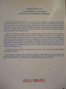 Le bonheur conforme . essai sur la normalisation publicitaire.