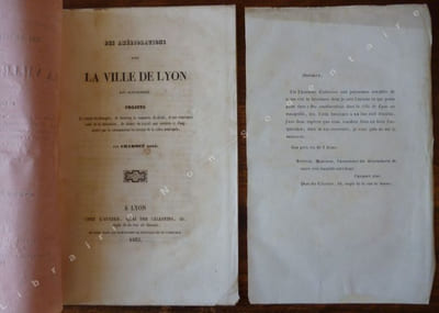 Des Améliorations dont La Ville de Lyon est Susceptible. Projets d'y retenir les étrangers, de favoriser le commerce de détail, et par conséquent celui de la fabrication, de donner du travail aux ouvriers et d'augmenter par la consommation les revenus de la Caisse Municipale.