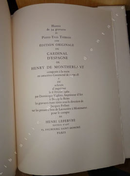 Le Cardinal d'Espagne.  . Montherlant  - Trémois -
