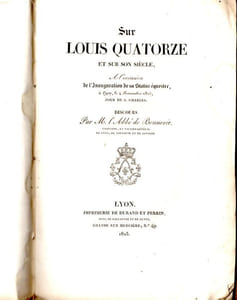 Sur Louis Quatorze et sur Son siècle, à l'occasion de l'inauguration de sa statue équestre, à Lyon, le 4 Novembre 1825, Jour de S. Charles