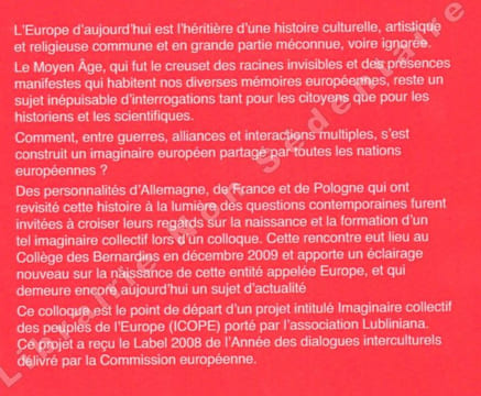 Construction d'un imaginaire Collectif Européen du Moyen Age aux débuts des lumières, Allemagne, France, Pologne : Unité et diversité.. Belissa Marc - ...
