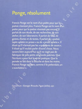 Ponge, Résolument.. Gleize Jean-Marie
