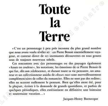 Toute la TerreSouvenirs de Voyages Inédits. Benoit Pierre - Bornecque Jacques-Henry