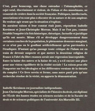 ISLAMOPHOBIE La contre-Enquête. Kersimon Isabelle - Moreau Jean Christophe