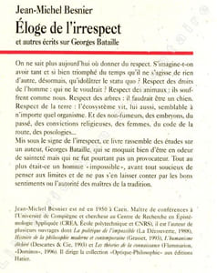 Eloge de l'Irrespect et autres écrits sur Georges Bataille