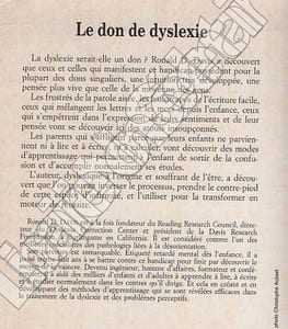 Le don de dyslexie.
