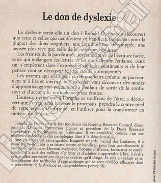 Le don de dyslexie.. D. Davis Ronald - M. Bbraun Eldon
