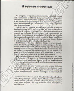 D'un siècle à l'autre la violence en héritage. Perspectives psychanalytiques et anthropologiques.